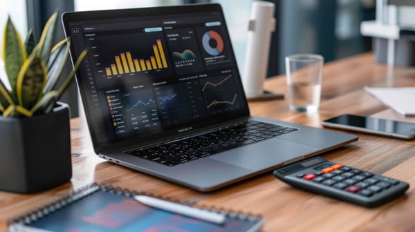 laptop-displaying-business-analytics-dashboard-with-calculator-notepad-beside-it